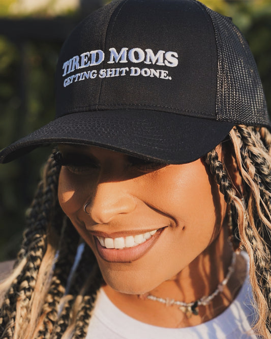 TIRED MOMS - BLACK TRUCKER HAT