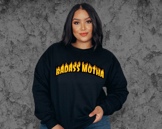 🔥BADASS MOTHA🔥- UNISEX BLACK CREW