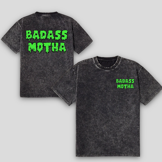 SPOOKY BADASS MOTHA - UNISEX MINERAL WASH TEE
