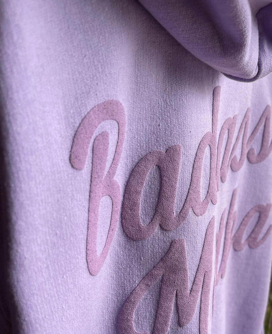 BADASS MOTHA - UNISEX LILAC PUFFY INK PULLOVER HOODIE