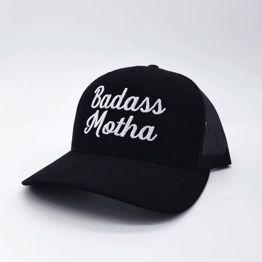 BADASS MOTHA - BLACK TRUCKER HAT