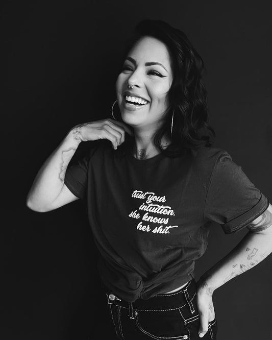 TRUST YOUR INTUITION - UNISEX BLACK TEE