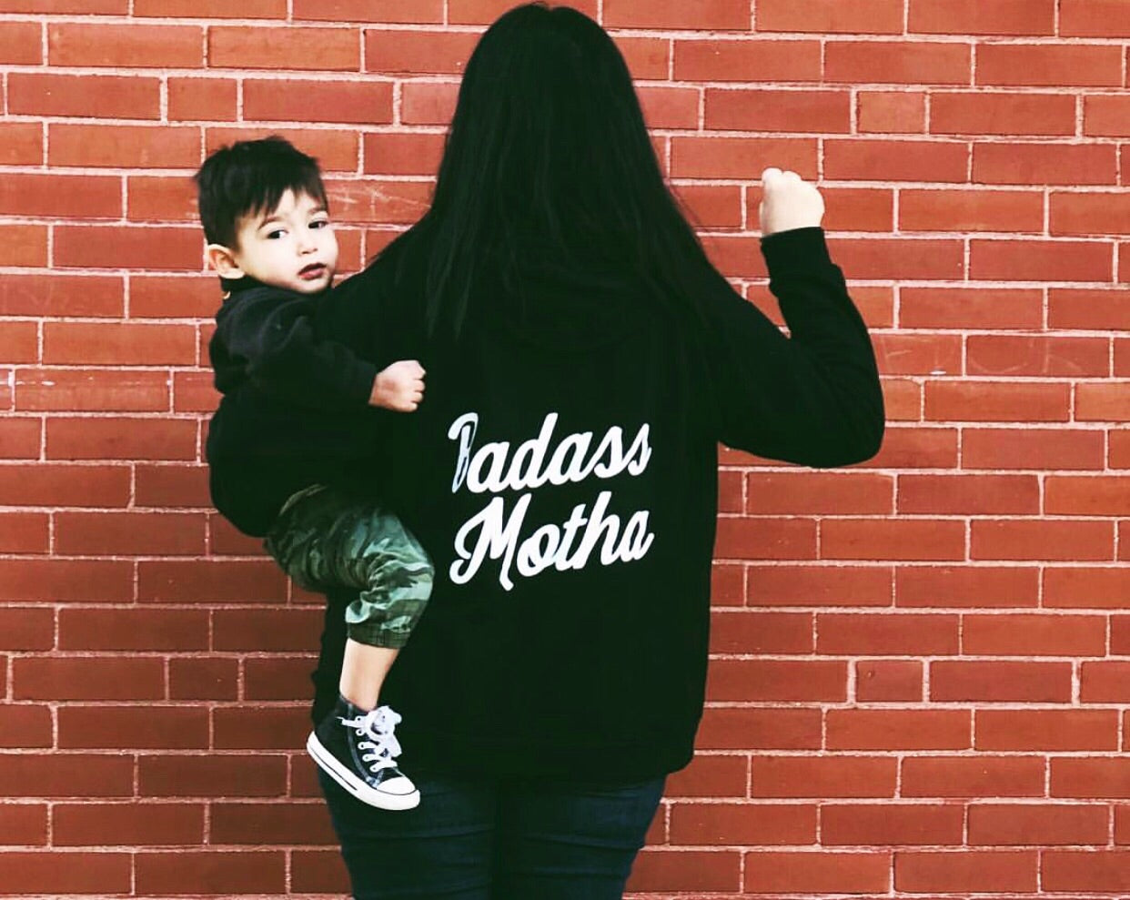 BADASS MOTHA - UNISEX BLACK FLEECE ZIP HOODIE