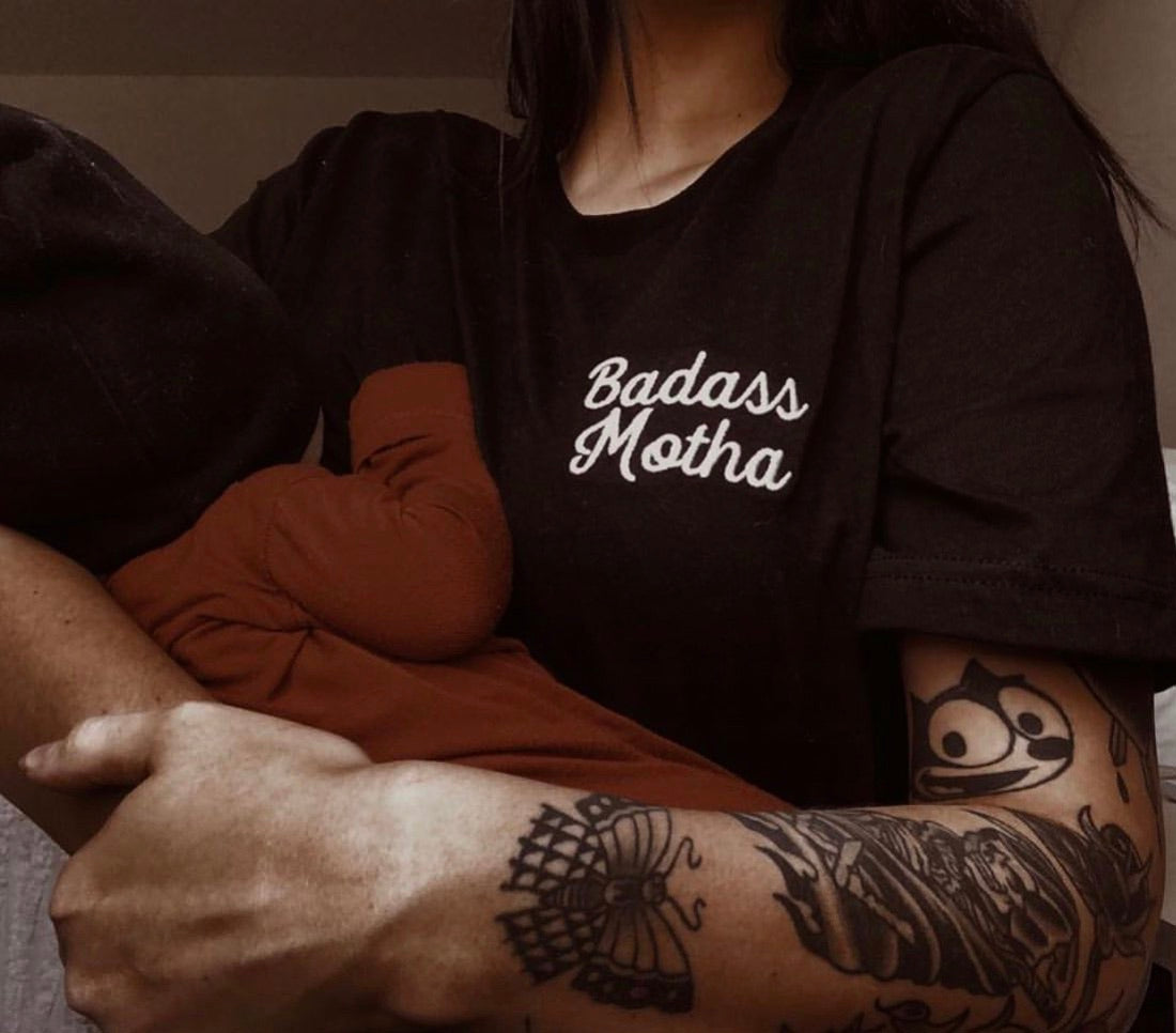 BADASS MOTHA - EMBROIDERED (UNISEX) BLK TEE