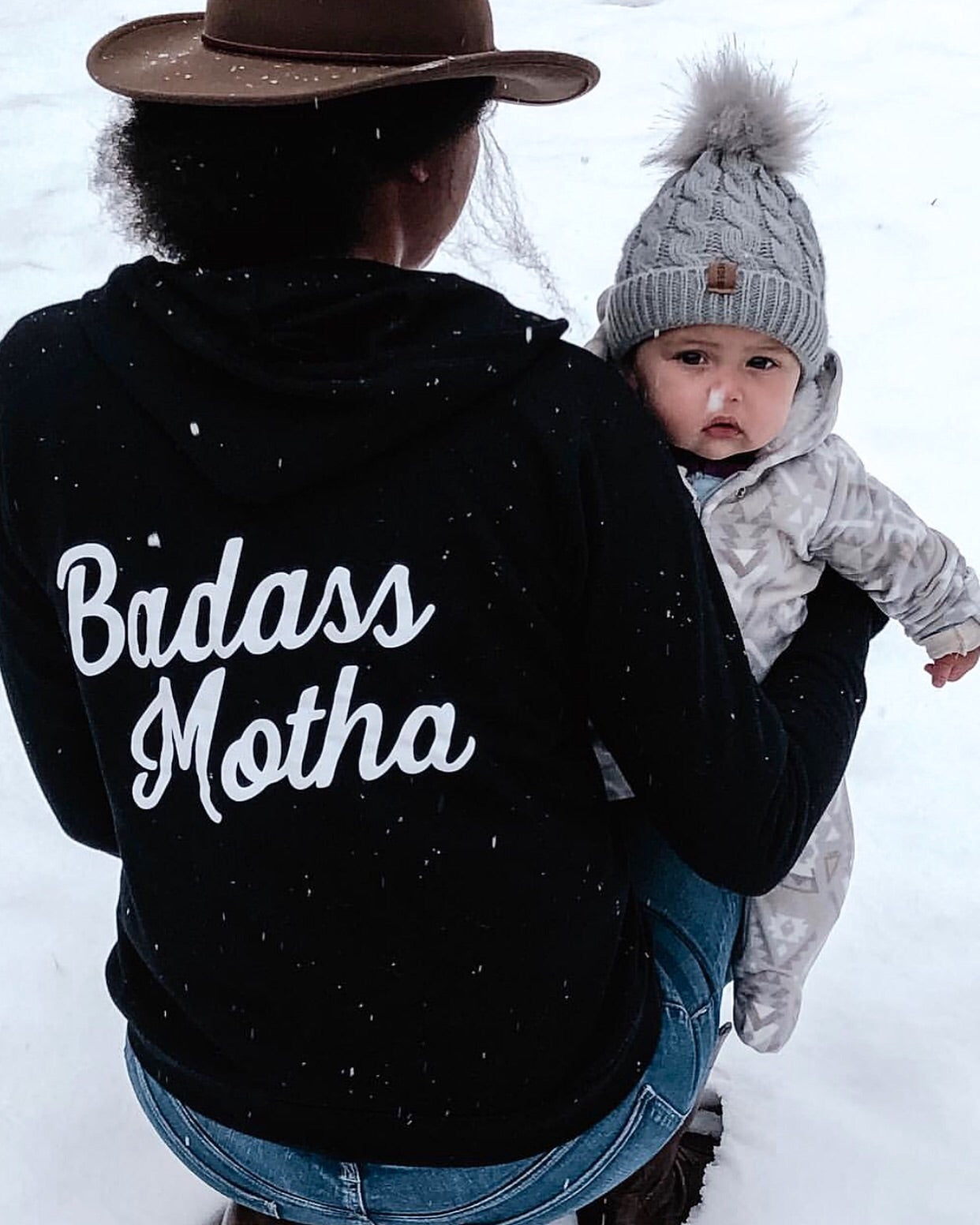 BADASS MOTHA - UNISEX BLACK FLEECE ZIP HOODIE